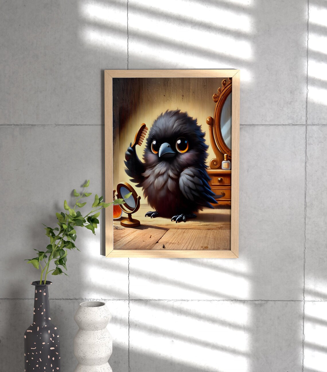 Crow Brushing Feathers Animal Life Poster - Image 3