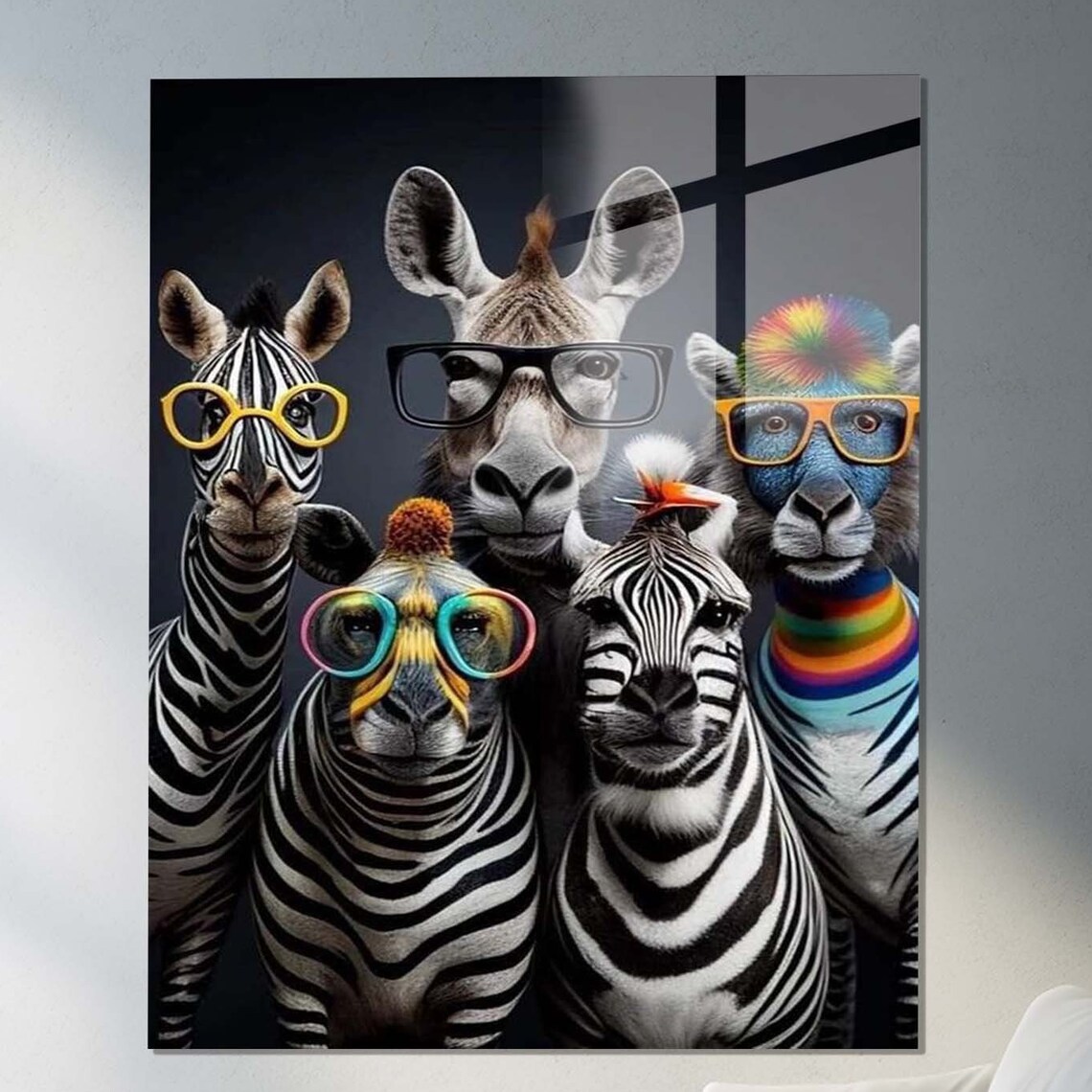 Zebra Floral Design, Luxury Tempered Glass Wall Art Print - Image 3