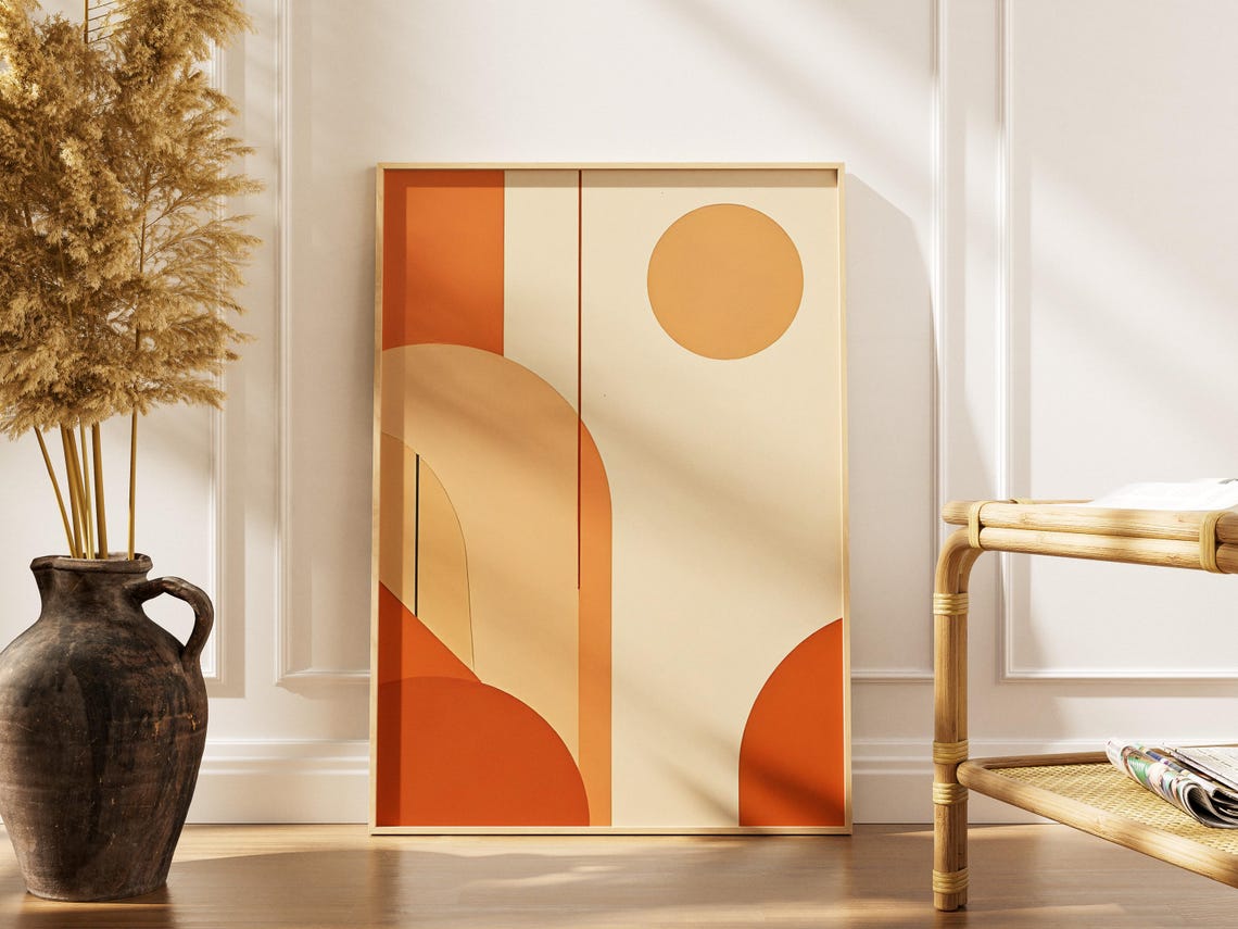 Terracotta Abstract Print Boho Scandinavian Wall Art