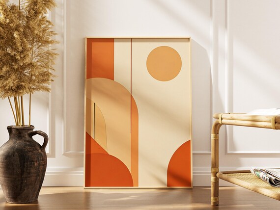 Terracotta Abstract Print Boho Scandinavian Wall Art