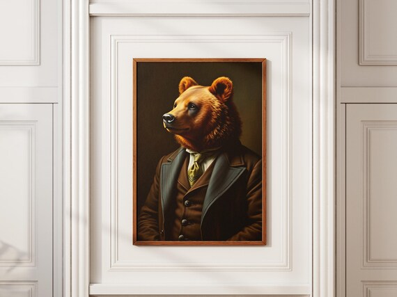 Victorian Bear Portrait Print Regal Anthropomorphic Animal Art