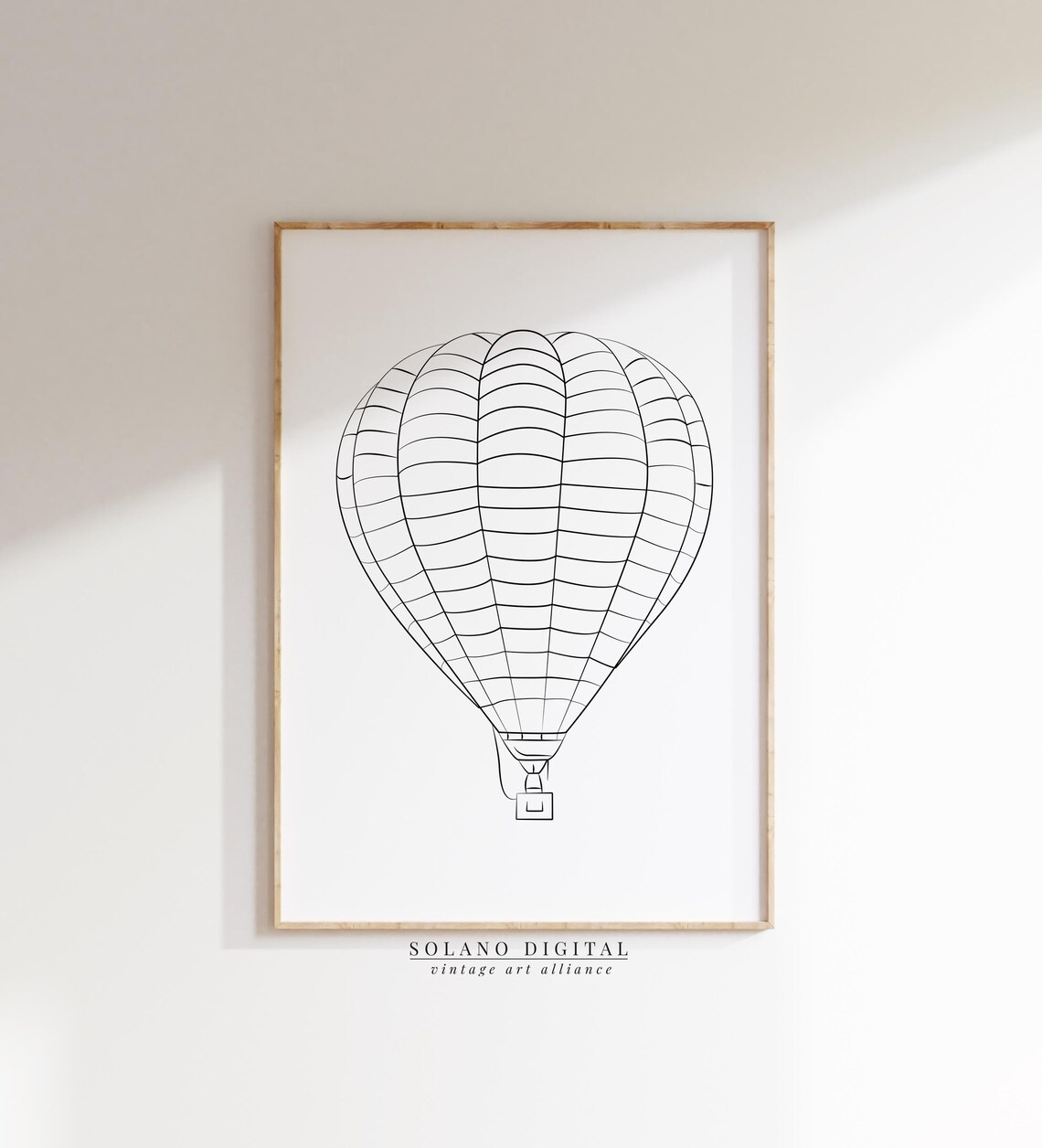 Minimalist Hot Air Balloon Line Drawing Adventure Travel Poster