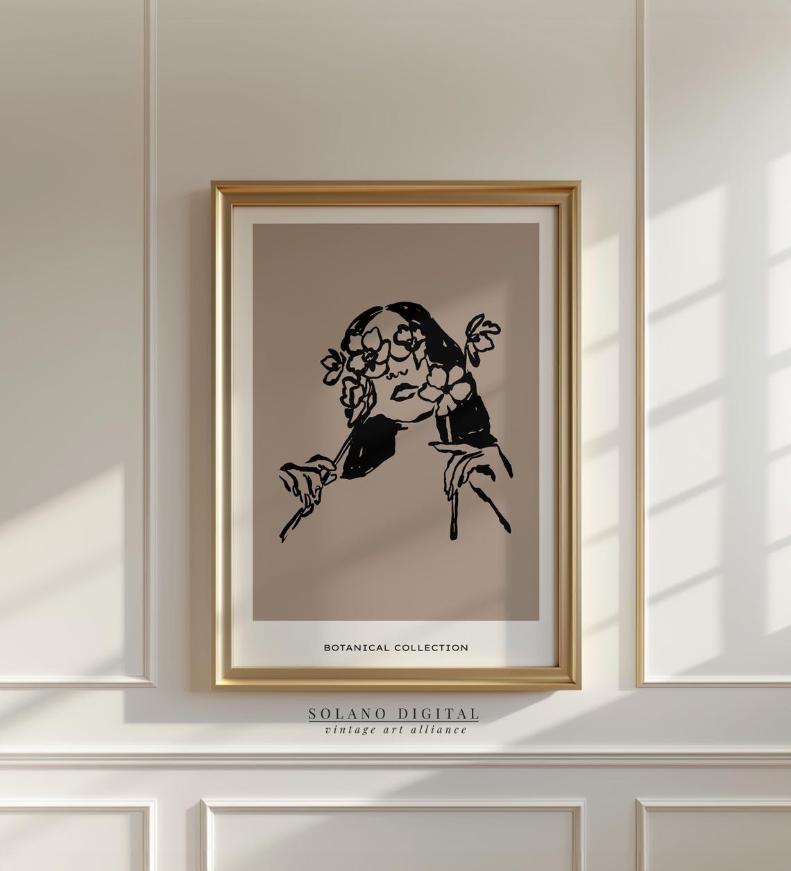 Floral Face Line Art Minimalist Botanical Woman Wall Neutral Modern Feminine Poster