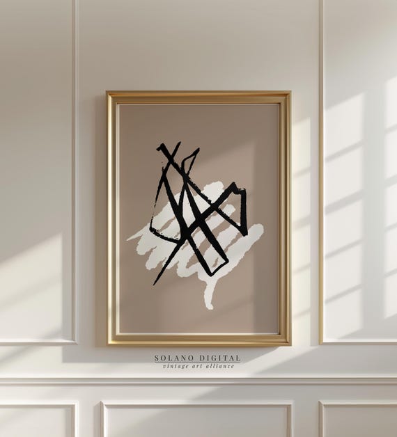 Modern Abstract Wall Art Minimalist Black Ink Brush Strokes Poster For Living Room Or Office Decor