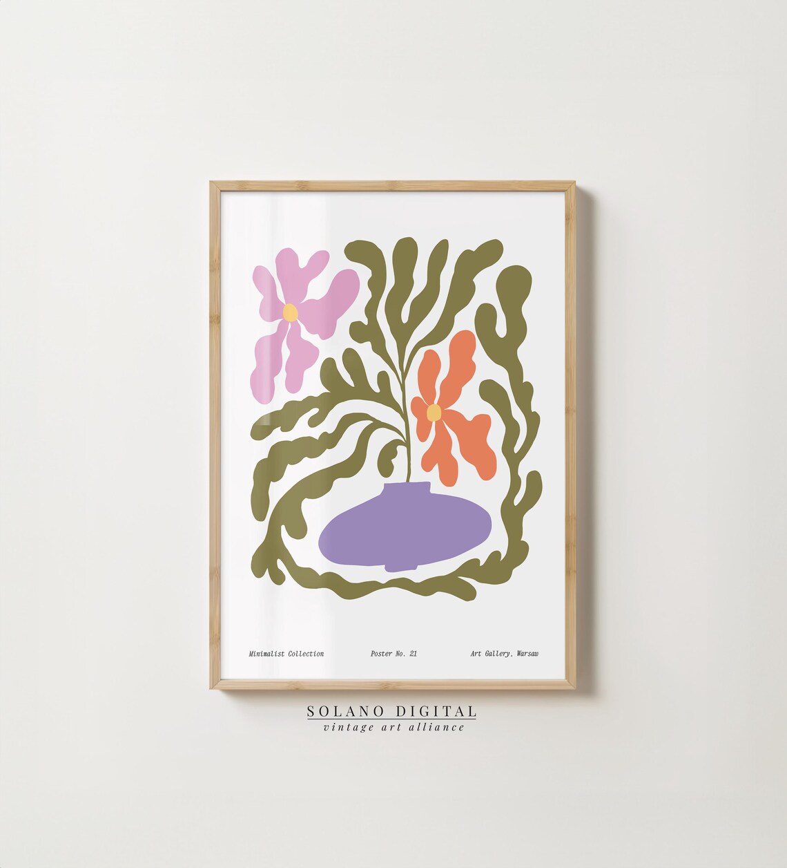 Abstract Floral Vase Art Modern Botanical Wall Print Boho Poster Minimalist Flower Illustration Decor