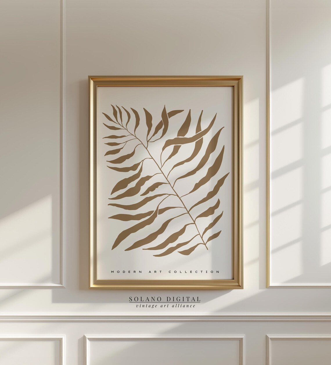 Elegant Single Brown Fern Frond Modern Botanical Collection Poster