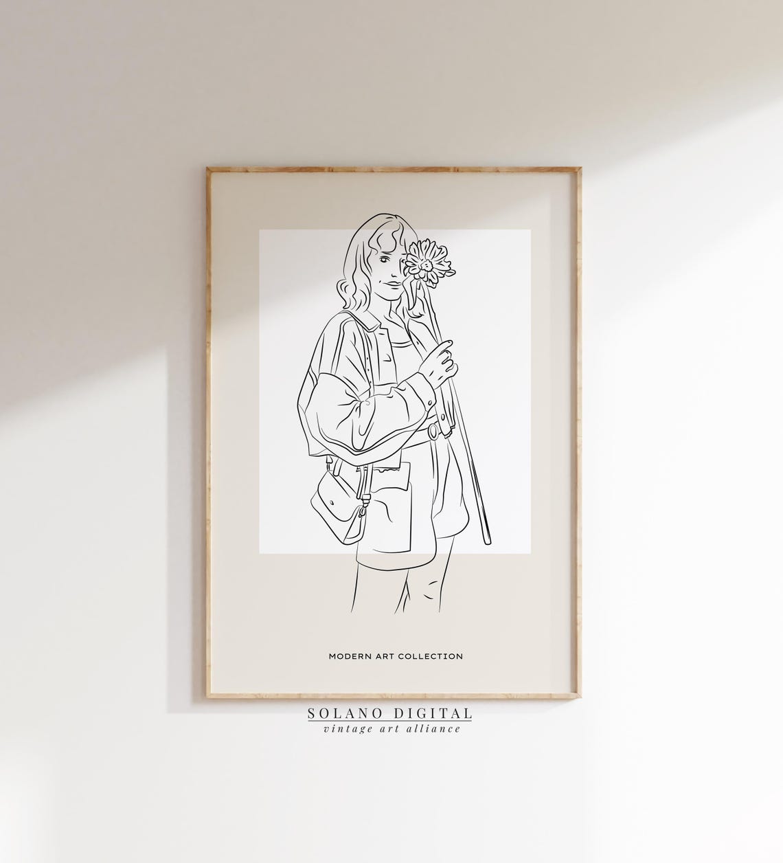 Modern Line Art Woman With Flower Minimalist Portrait Poster