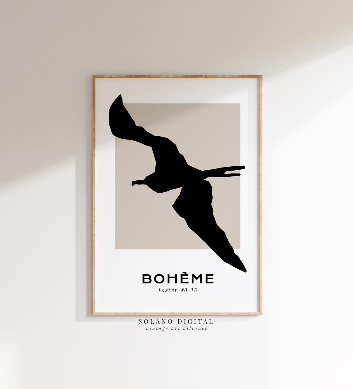 Boheme Black Bird Silhouette Minimalist Neutral Decor Poster