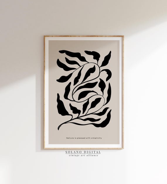Botanical Minimalist Wall Art Plant Line Drawing Poster Neutral Abstract Nature Print For Modern Home Decor