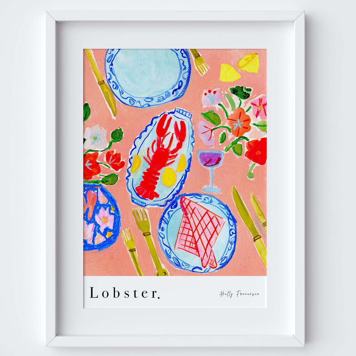 Lobster Watercolour Poster, Kitchen Fine Dining