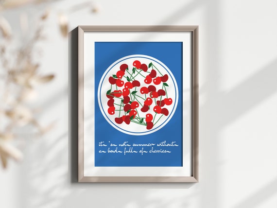 Wall Art For The Kitchen Cherry Pie Poster Dopamine Decor Colorful Fruit Modern Home Design