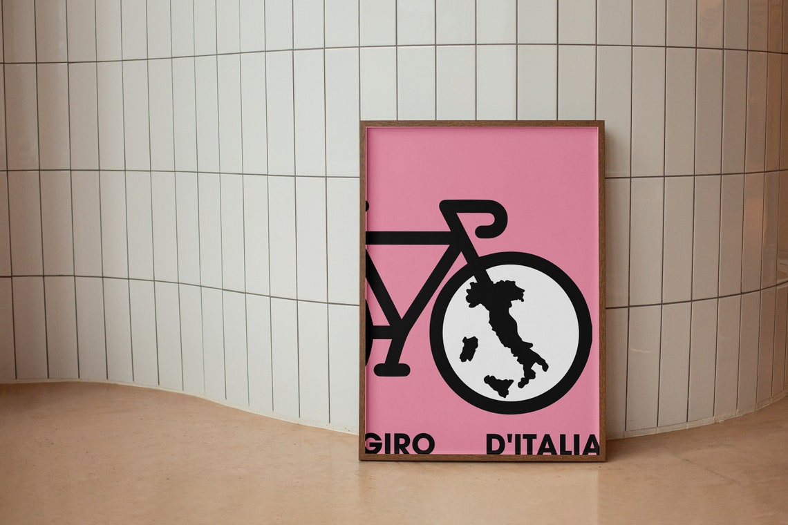 Pink Italian Bike Race Poster, Grand Tour Travel Print
