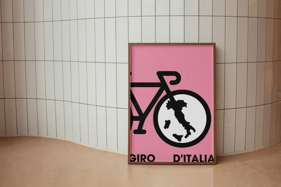 Pink Italian Bike Race Poster, Grand Tour Travel Print
