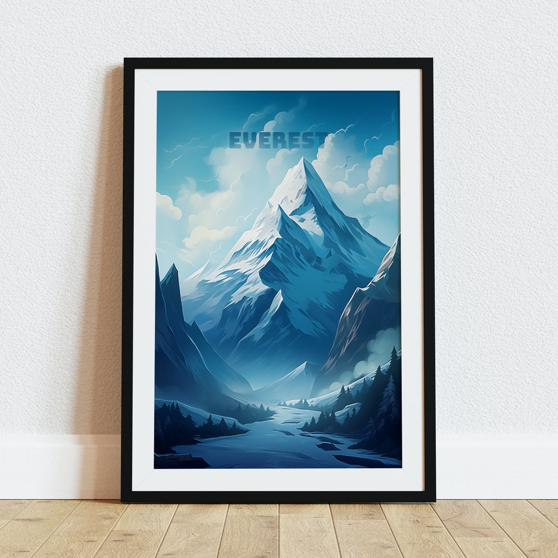 Mount Everest Snowy Peak Glacier Valley Vintage Travel Poster