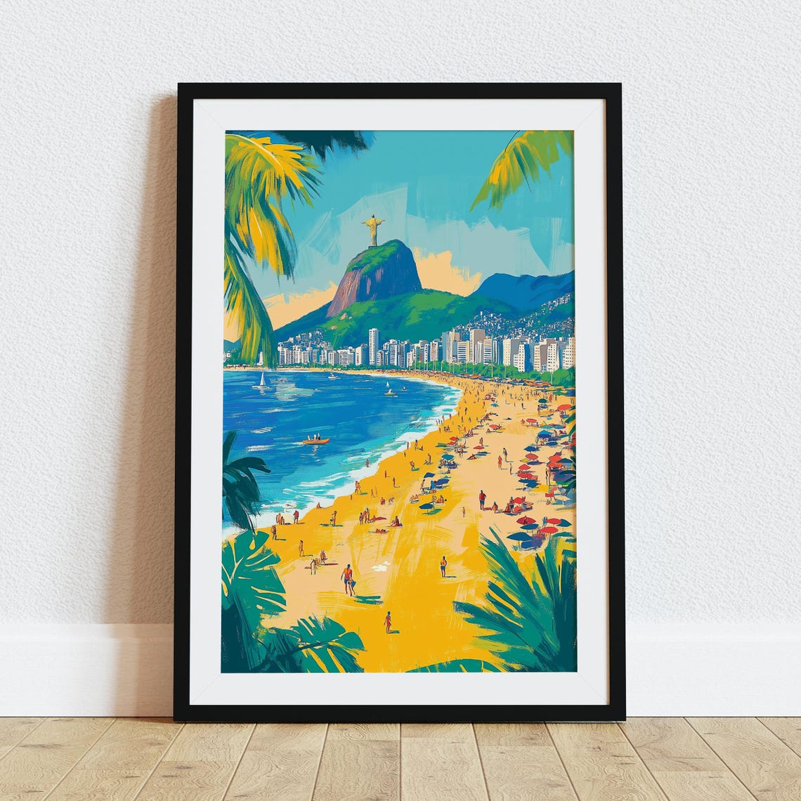 Rio de Janeiro Brazil Copacabana Beach Christ Redeemer Travel Poster