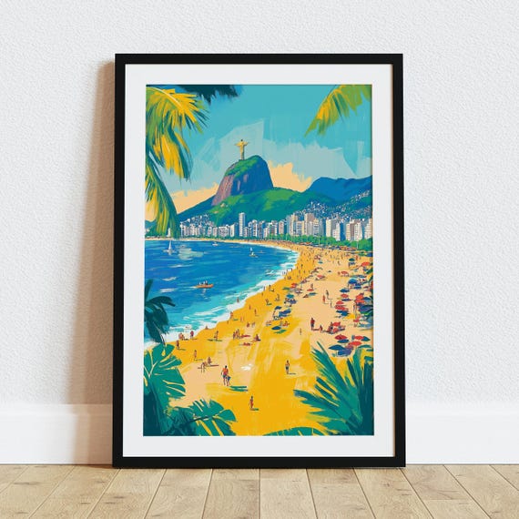 Rio De Janeiro Travel Poster Brazil Wall Art Travel Print Rio De Janeiro Travel Art Poster Brazil Wall Art Decor