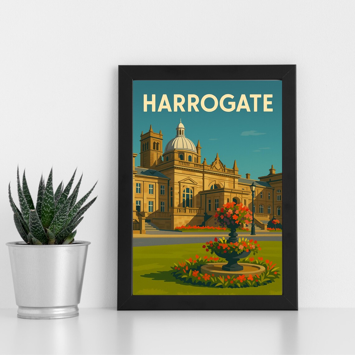 Harrogate Yorkshire Historic Building Retro English Travel Poster