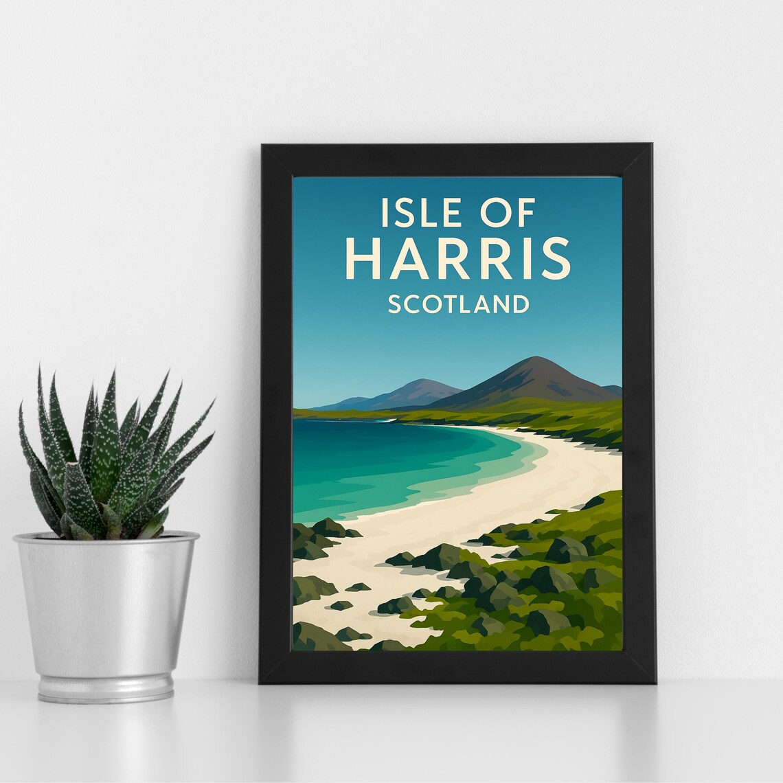 Isle Of Harris Scotland White Sand Beach Shore Travel Art Poster