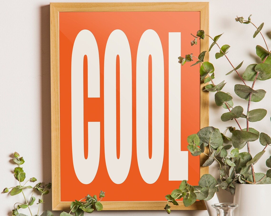 Orange Typographic Art Print, Trendy Preppy Decor