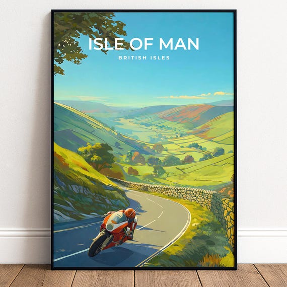 Isle Of Man Tt Travel Poster Motorcycle Wall Art Racing Decor