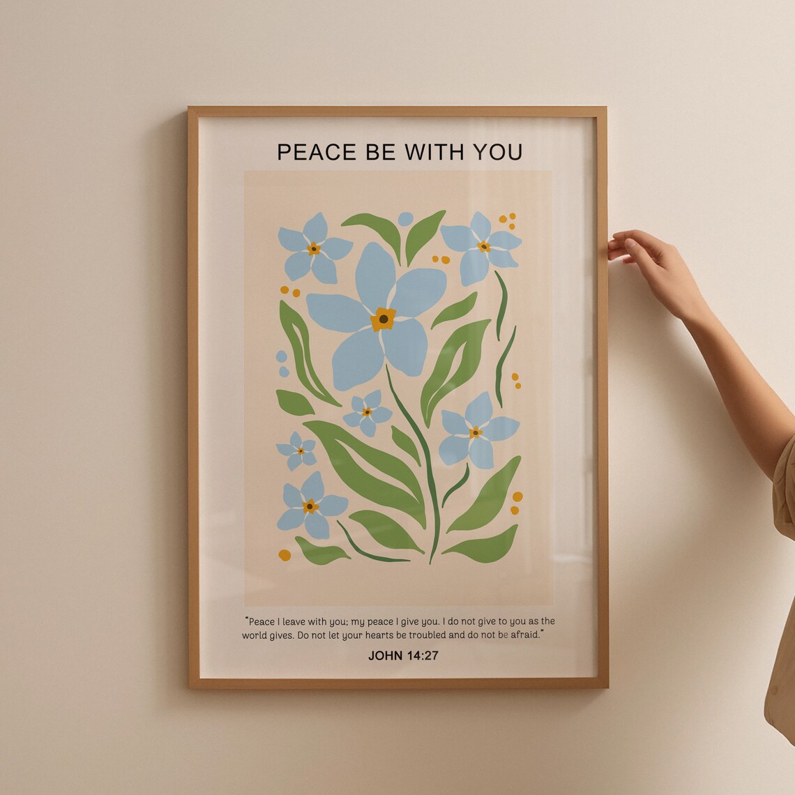 Peace Be With You John 14:27 Blue Forget Me Not Floral Poster - Image 5
