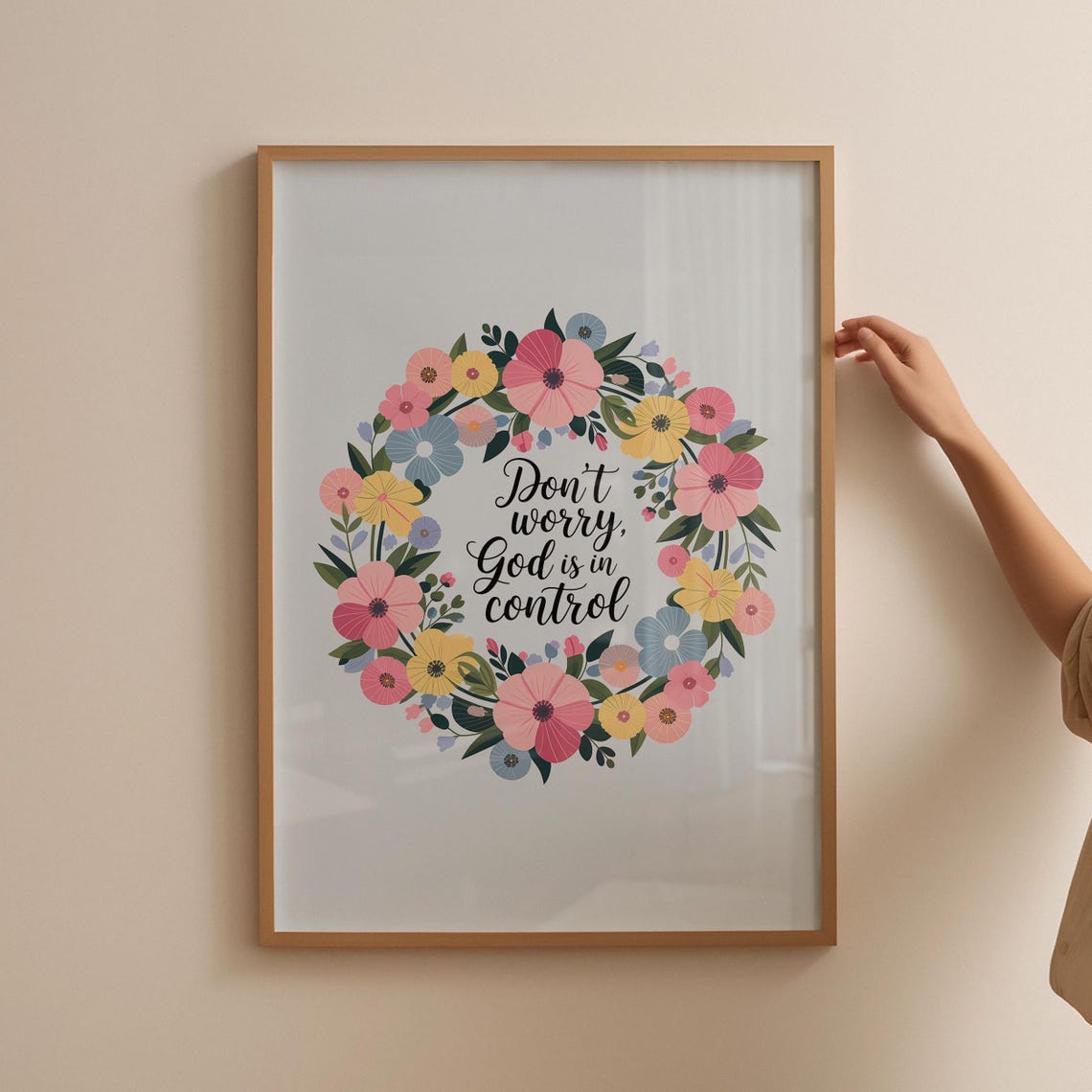 Retro Christian Wall Print Floral Christian Poster God Wall Decor Large Art Christian Gift Bible Verse - Image 4