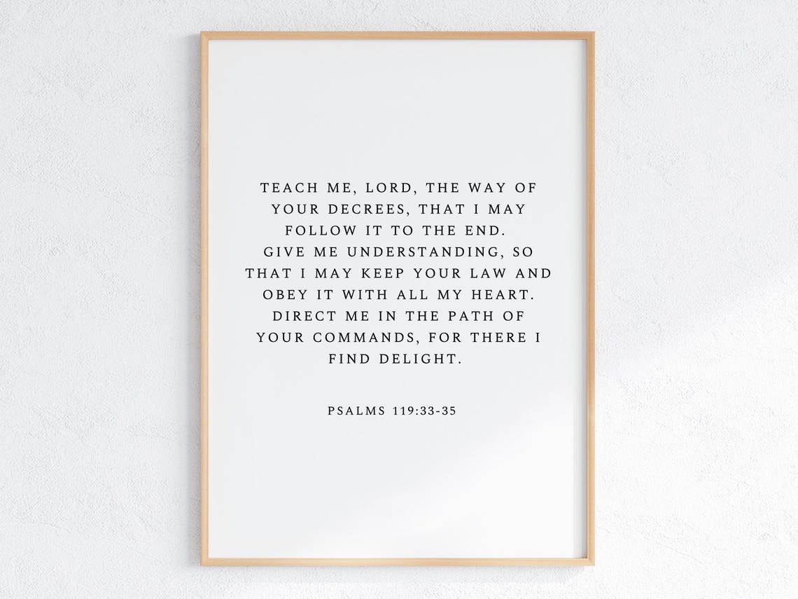 Psalms 119 Teach Me Lord Bible Verse Wall Art Modern Christian Minimalistic Decor Scripture Print Christian Poster - Image 3