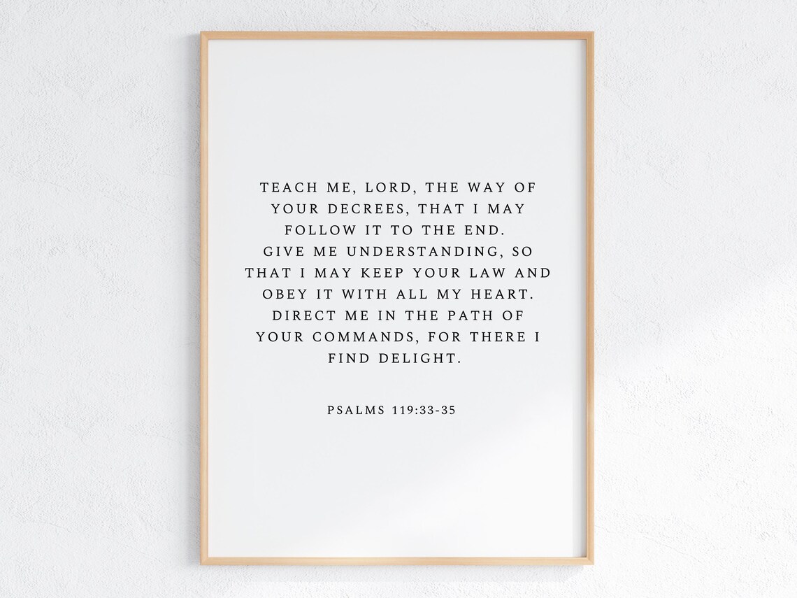 Psalms 119:33-35 Teach Me Lord Minimalist Scripture Quote Poster - Image 3