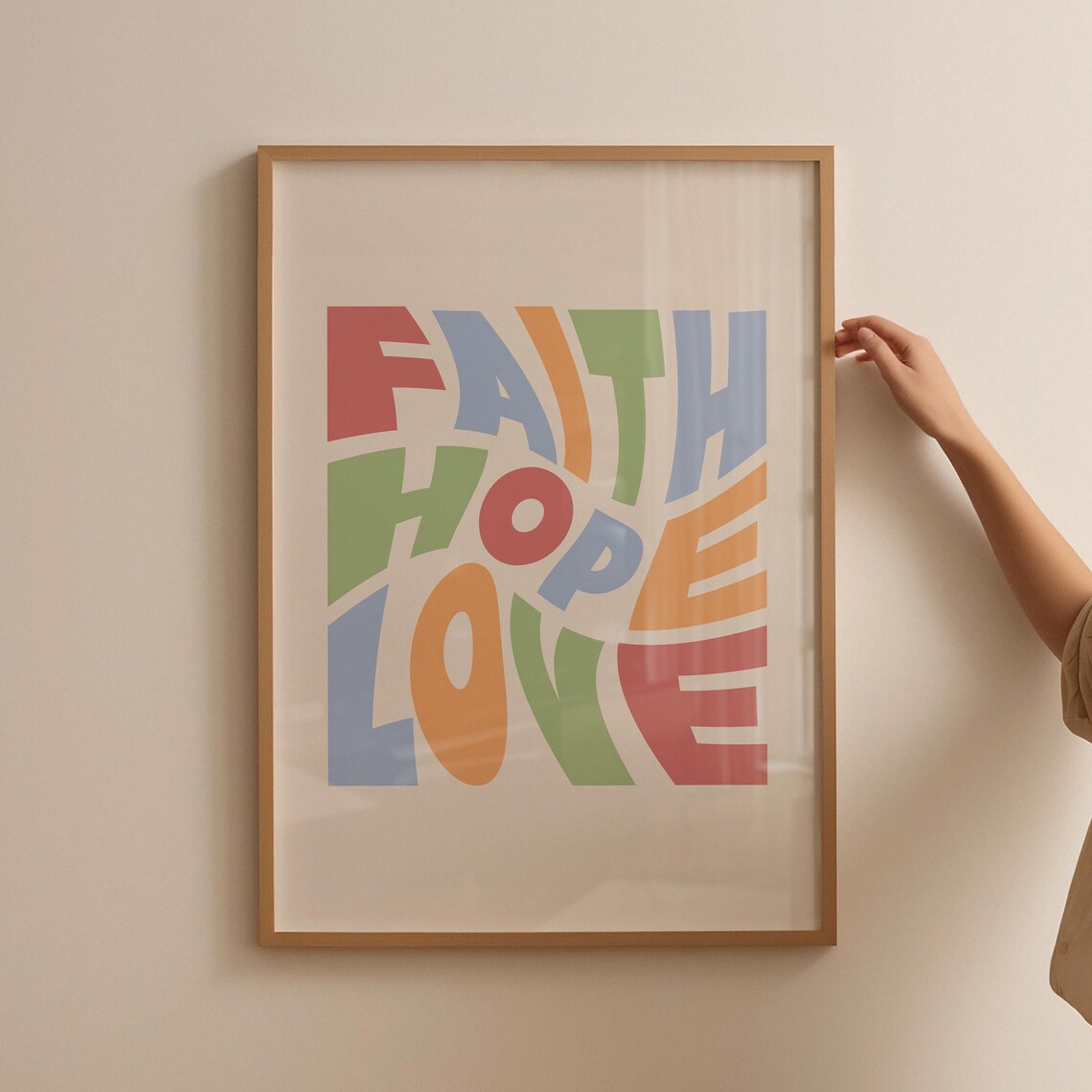 Faith Hope Love Colorful Retro Christian Typography Art Poster - Image 5