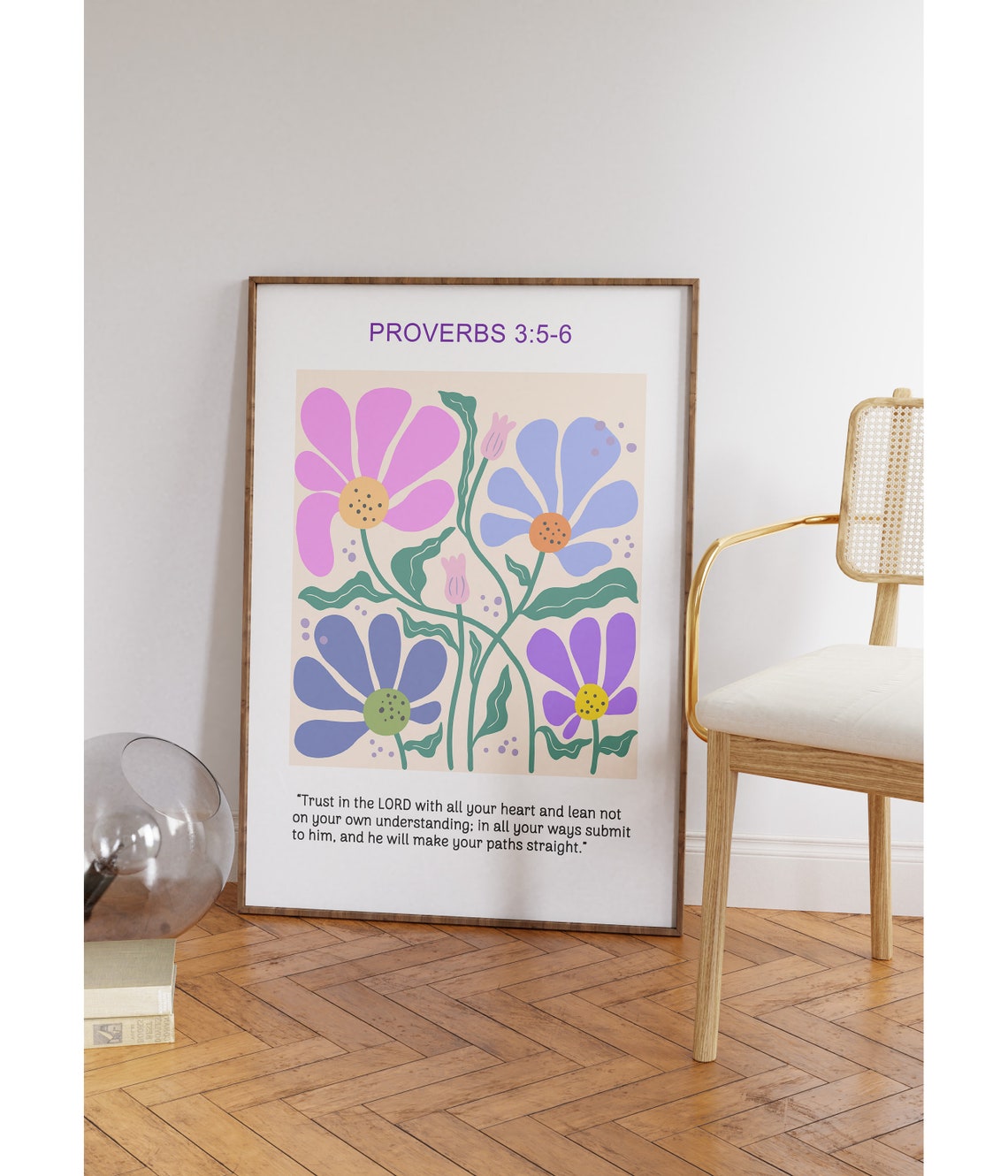 Flower Christian Wall Art Proverbs Scripture Religious Poster Wall Decor Faith Poster Bible Verse Baptism Gift Gift For Christian - Image 3