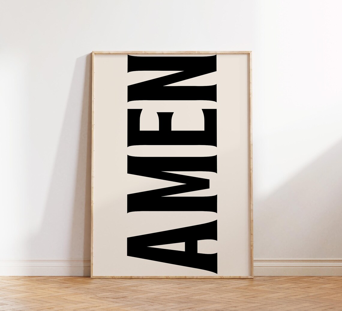 Amen Jesus Typography Retro Christian Wall Art - Image 3