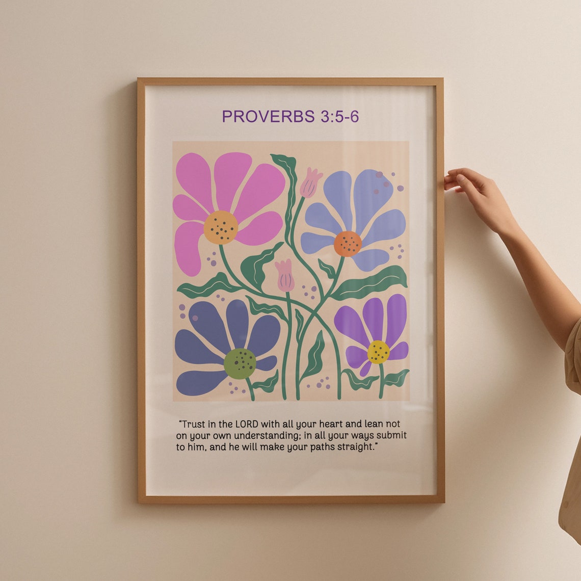Flower Christian Wall Art Proverbs Scripture Religious Poster Wall Decor Faith Poster Bible Verse Baptism Gift Gift For Christian - Image 5