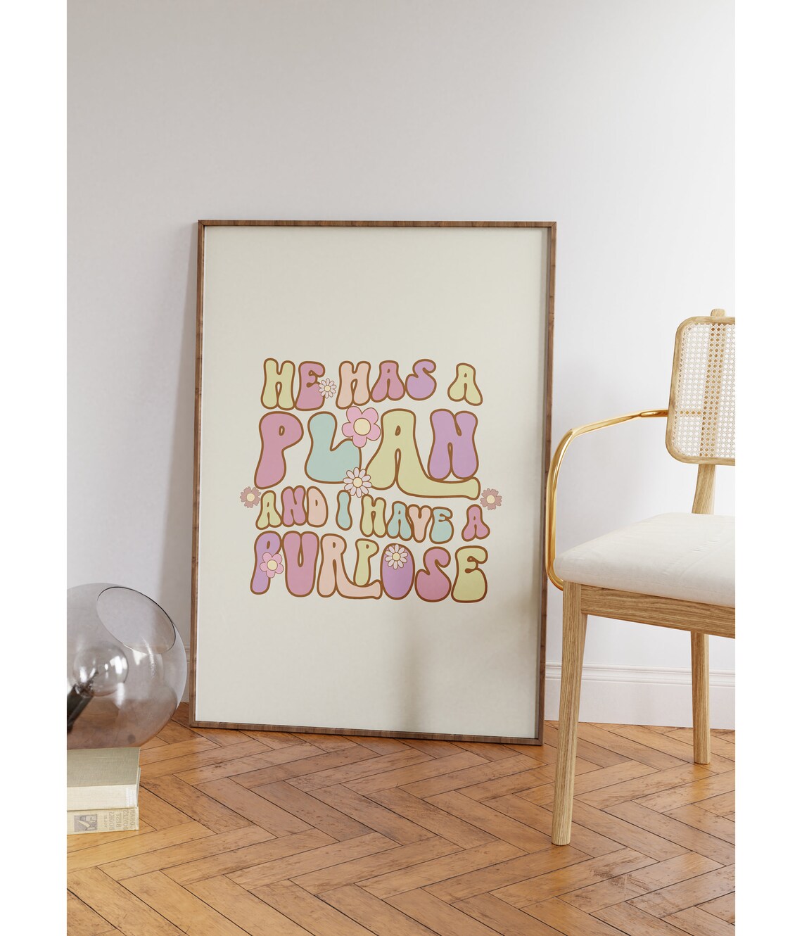 He Has A Plan And I Have A Purpose Retro Pastel Quote Poster - Image 2