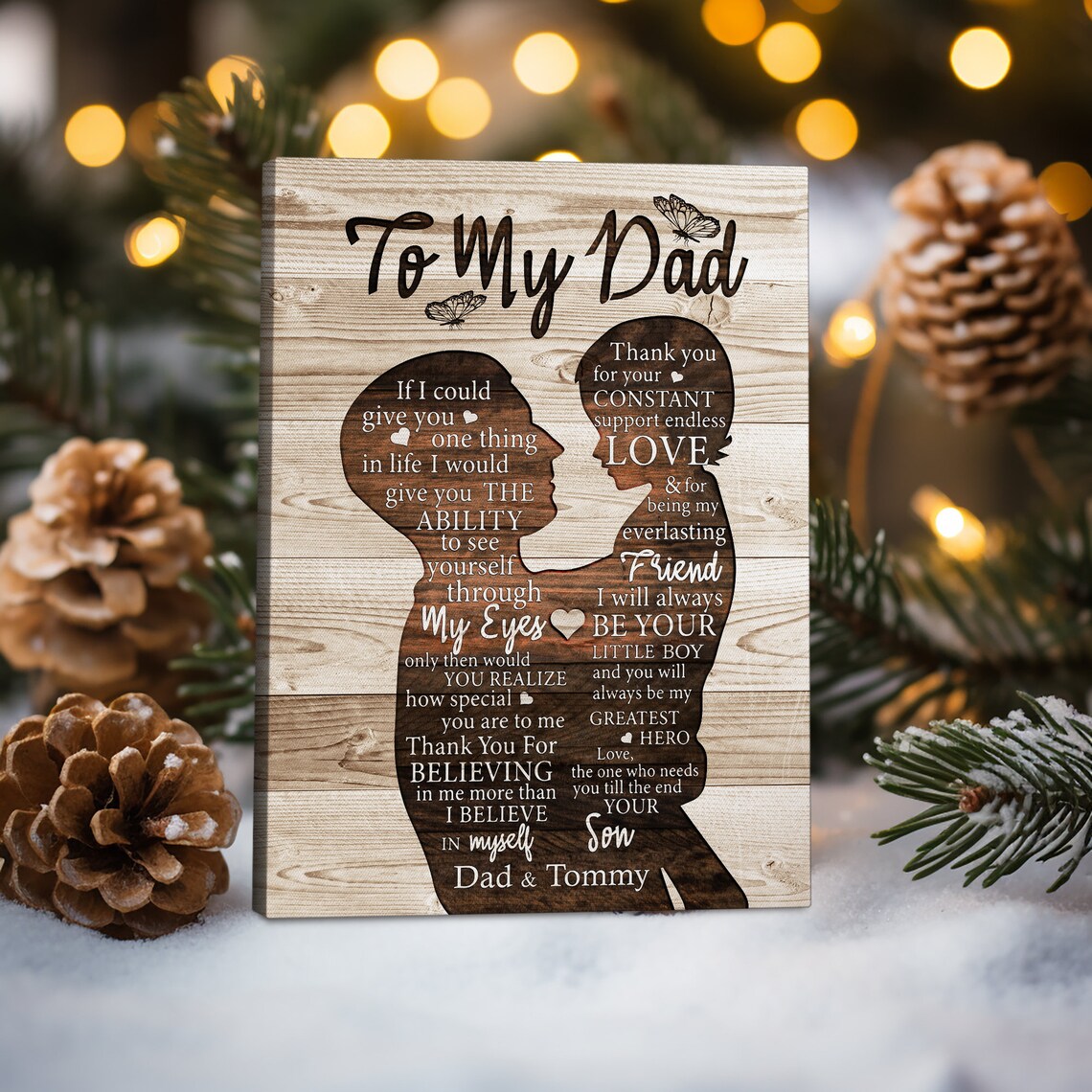 To My Dad Silhouette Tribute From Son Greatest Hero Custom Name Poster - Image 3