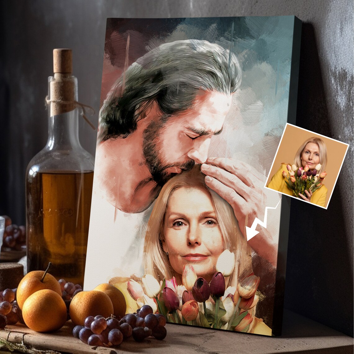 Jesus Blessing Sherry a Daughter of the King Watercolor Memorial Poster - Image 4