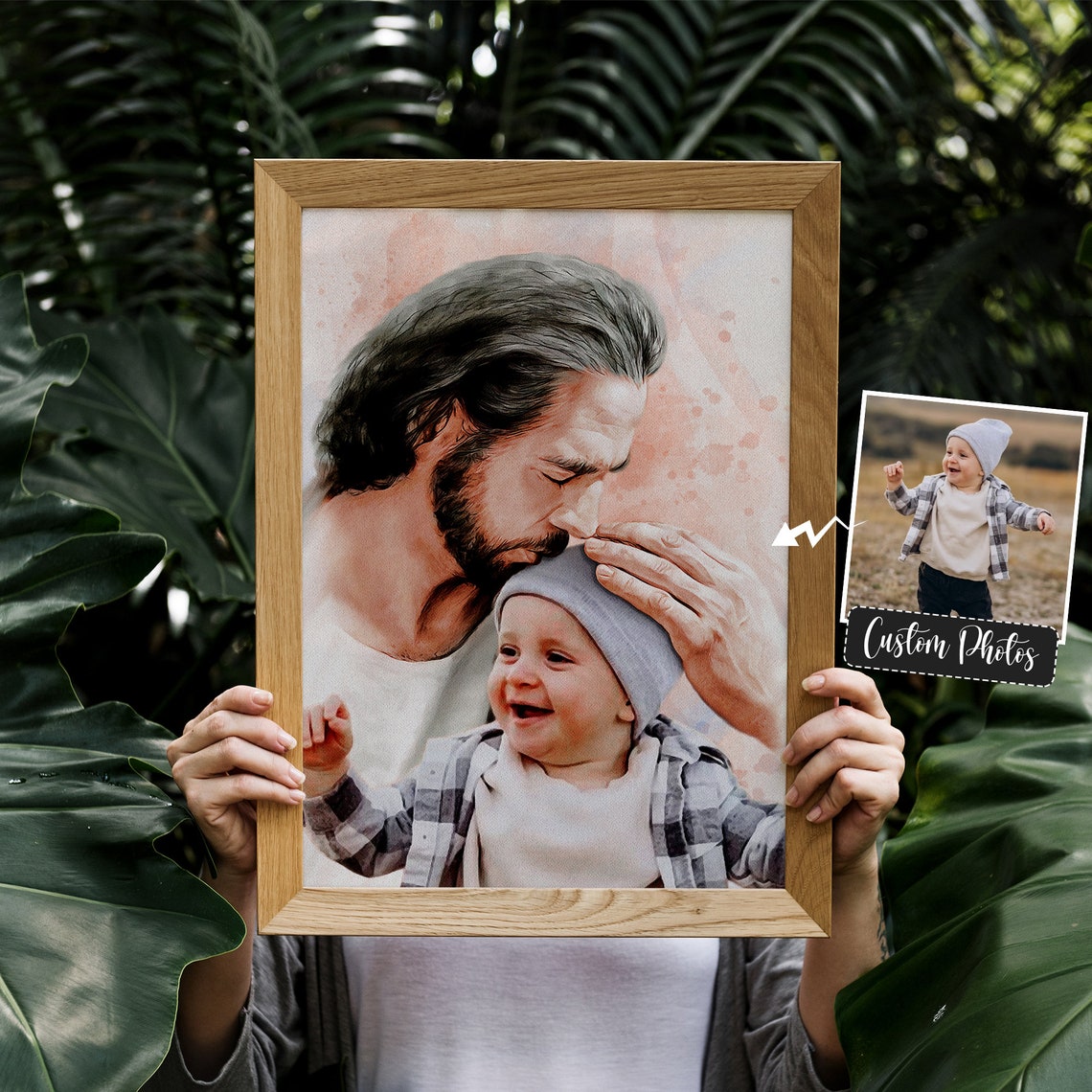 Files Personalized Your Child Safe In The Arms Of God Watercolor Child And God Jesus Holding Baby Memorial Christ And Baby - Image 2