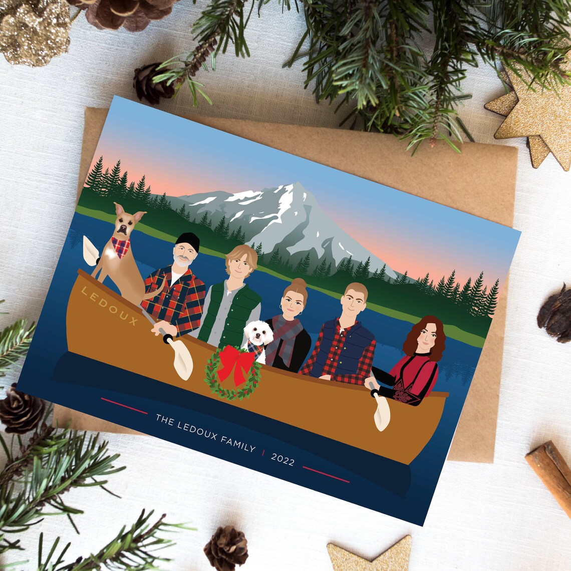 Personalized Christmas Family Portrait Matching Pajamas Poster - Image 4