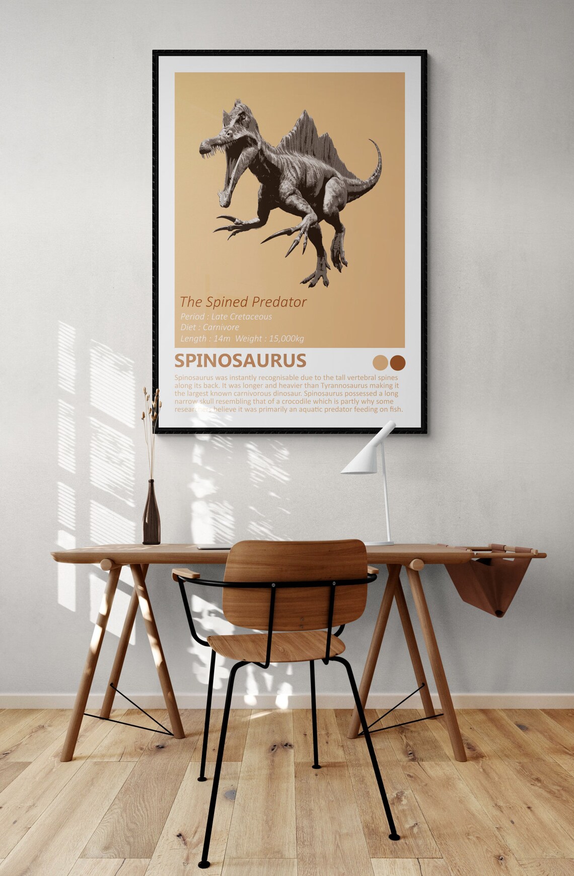 Spinosaurus Dinosaur Fact Sheet, Minimalist Design - Image 2