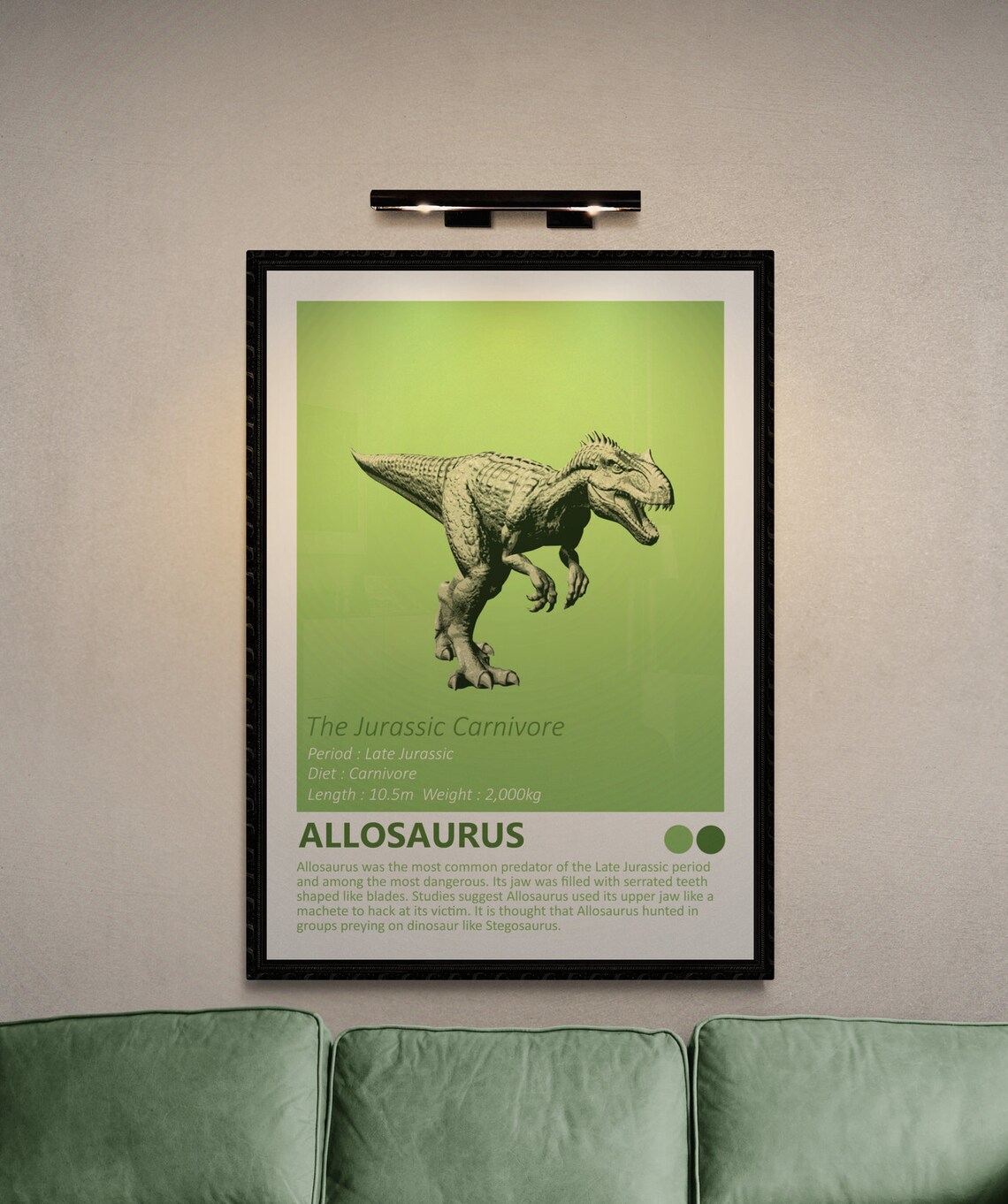 Allosaurus Dinosaur Fact Sheet, Minimalist Design - Image 2