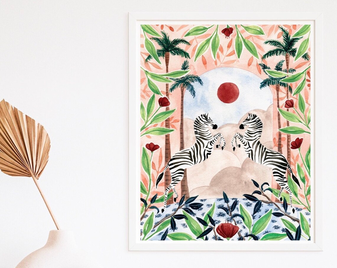 Zebra Print Tropical Bohemian Animal Art Print - Image 4