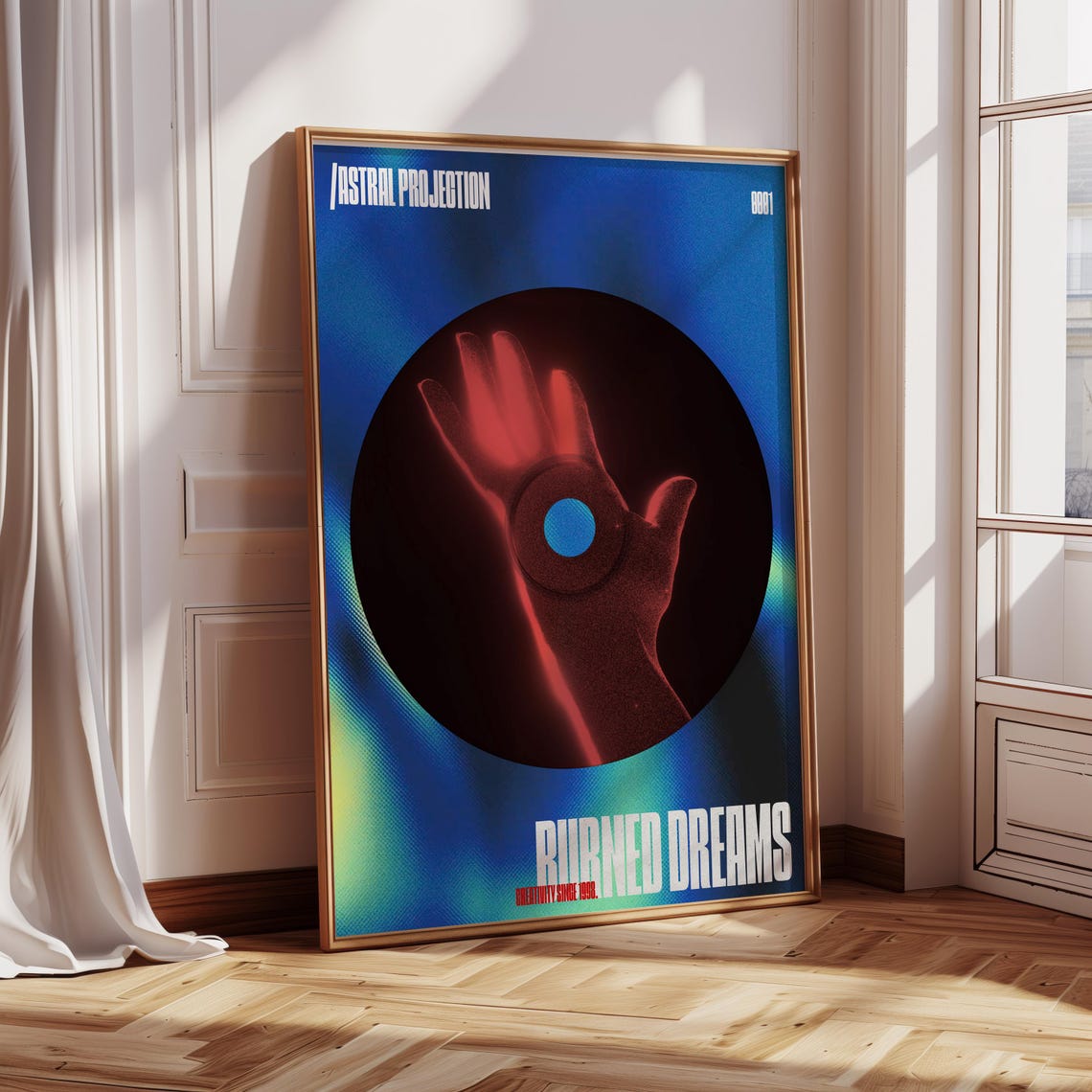 Burned Dreams Astral Projection 0001 Blue Red Hand CD Art Poster