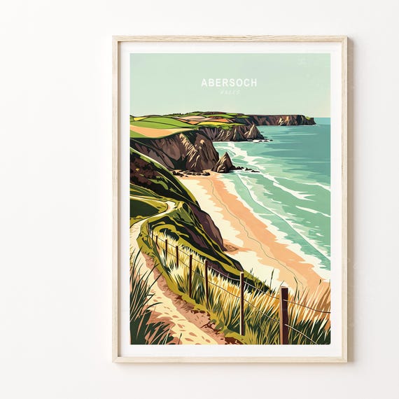 Abersoch Wales Travel Print Wall Art Poster Minimalist Cityscape House Warming Gifts