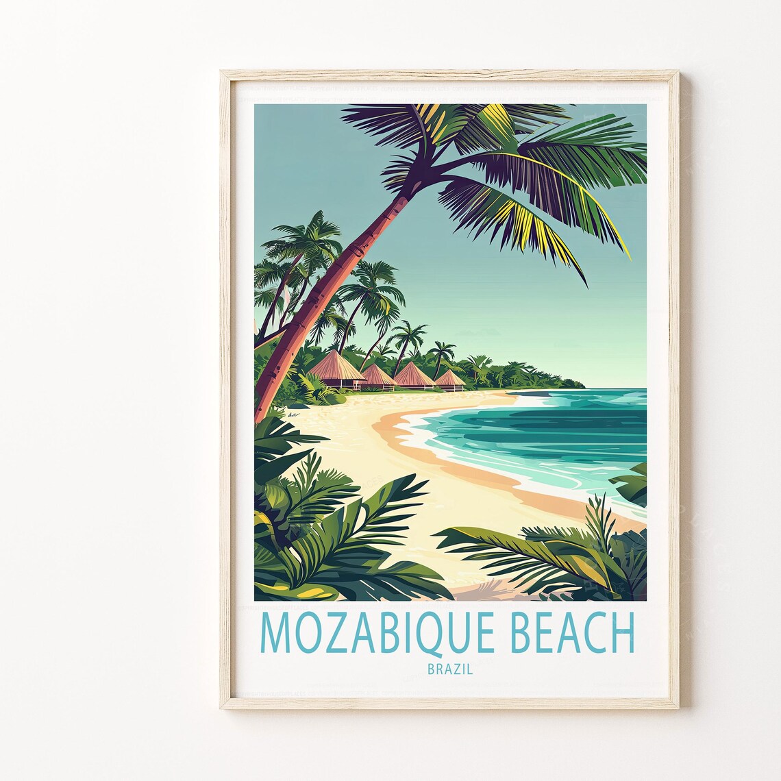Mozabique Beach Brazil Tropical Palm Shores Turquoise Water Travel Poster