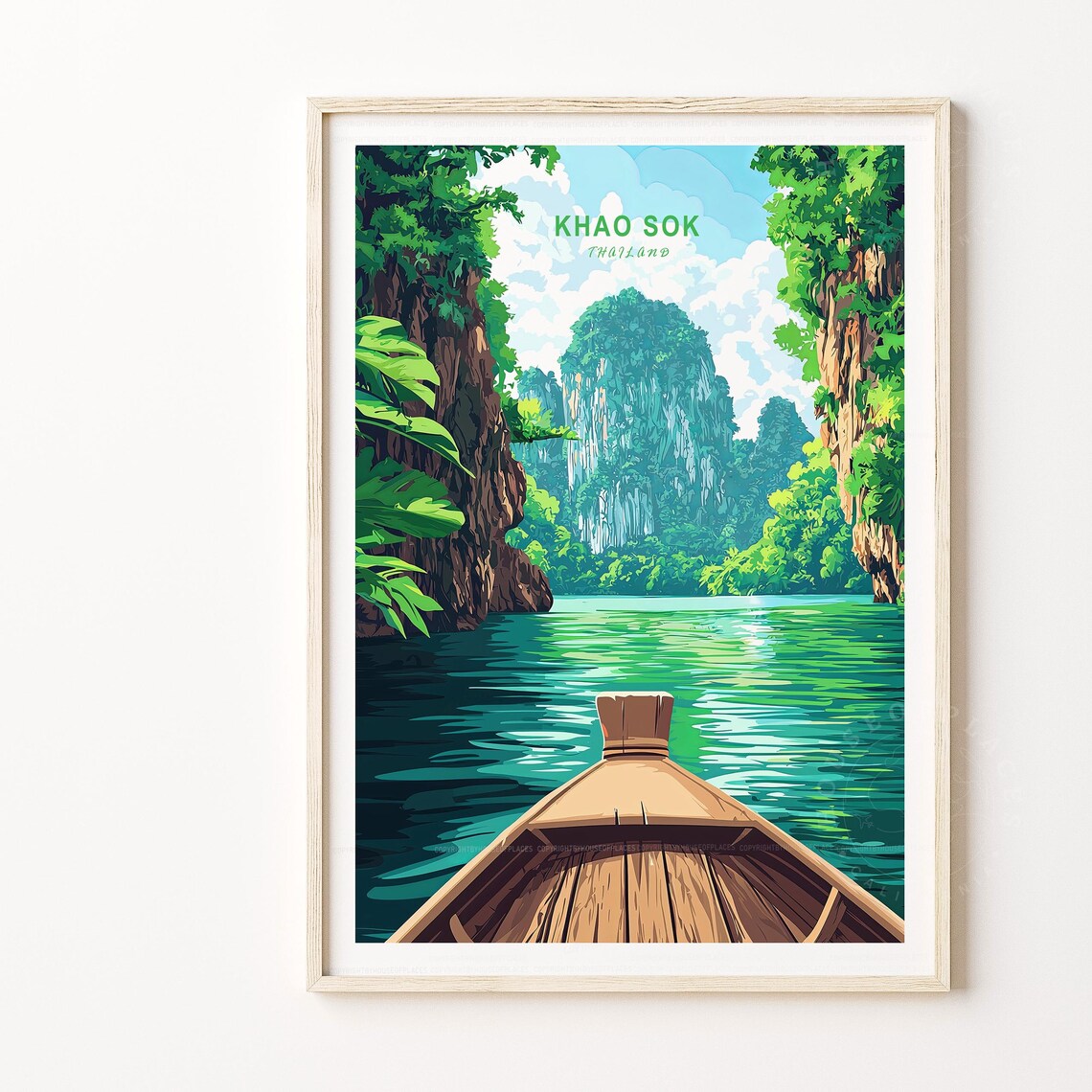 Khao Sok Thailand Emerald Lake Limestone Cliffs Boat Travel Poster