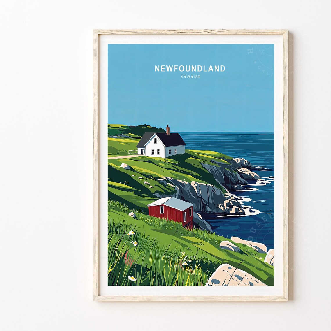 Newfoundland Island Minimalist Travel Poster, Canada