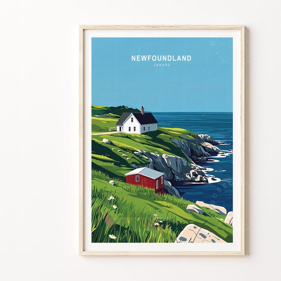 Newfoundland Island Minimalist Travel Poster, Canada