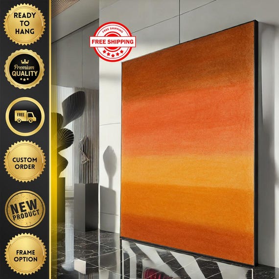 Mark Rothko Inspired Orange Canvas Bold Color Field Painting For Modern Living Room Decor Ready To Hang