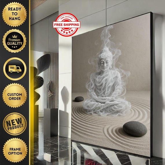 Calm Zen Buddha Canvas Wall Art Print Minimalist Meditation Living Room Decor Ready To Hang Tranquil Statement Piece