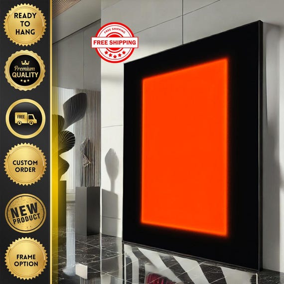 Rothko Style Orange And Black Canvas Wall Art Print Bold Living Room Decor Ready To Hang
