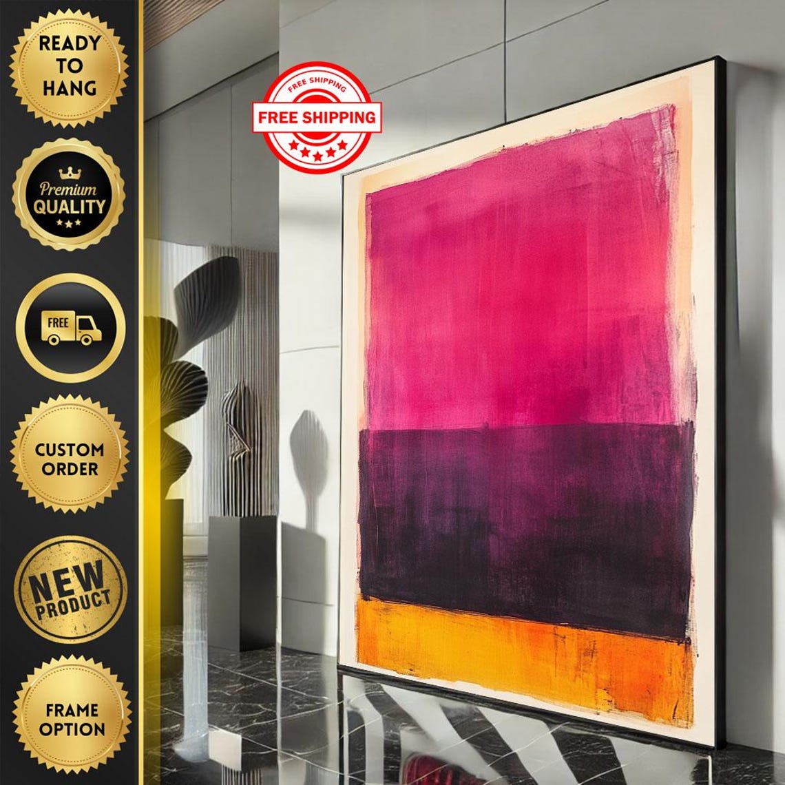 Rothko Inspired Magenta Purple and Orange Color Field Poster